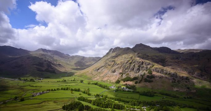Time lapse clip of Langdale Pikes and valley at summer in English Lake District.