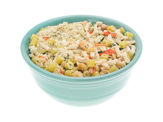 White bean dry soup mix in a bowl isolated on a white background.