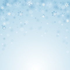 Blue winter christmas background with snowflakes