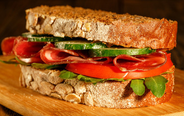 big sandwich with fresh vegetables