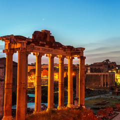 Aerial view of Roman forum in Rome