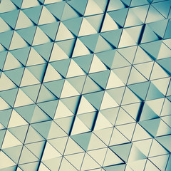 Abstract 3d illustration of modern aluminum ventilated triangles on facade