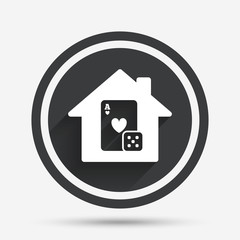 Casino sign icon. Playing card with dice symbol.