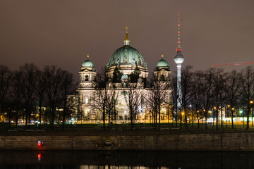 Fototapeta na wymiar Berliner Dom Cathedral at night, Berlin, Germany. 