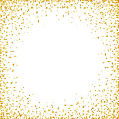 Golden confetti frame on white background. Vector illustration.
