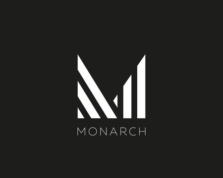 Abstract letter M logo design. Linear creative monochrome monogram symbol. Universal elegant vector icon. Premium business finance logotype.