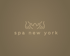 Hands lotus spa resort vector logotype.Creative beauty massage salon logo design.