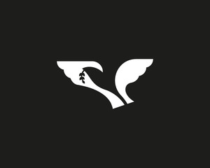 Abstract bird negative space logotype. Freedom dove vector logo symbol design.