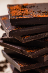 Stack of Chocolate Bars with chili powder