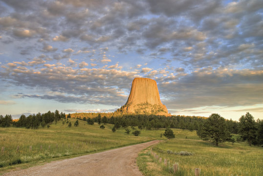 Colourful Sunset On Devils Tower; Wyoming, United States of America
