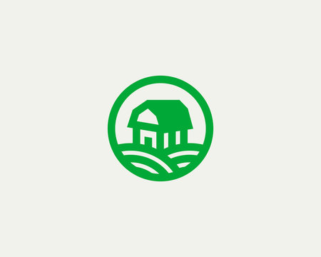 Farm house vector logotype. Natural organic products logo symbol.