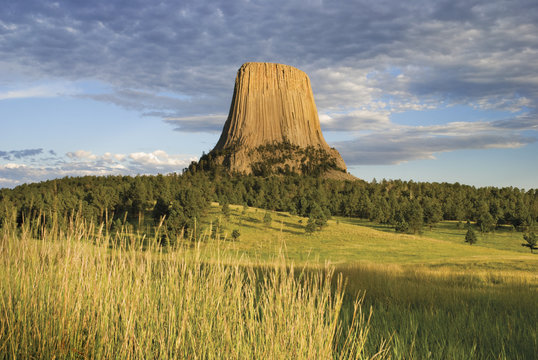 Devils Tower National Monument At Sunset; Wyoming, United States of America