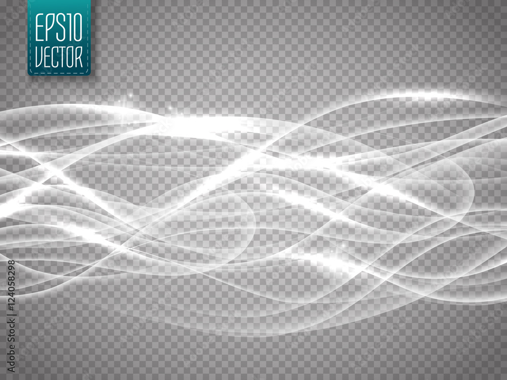 Poster abstract smooth glow light wave vector on transparent background. special effects for your artwork.
