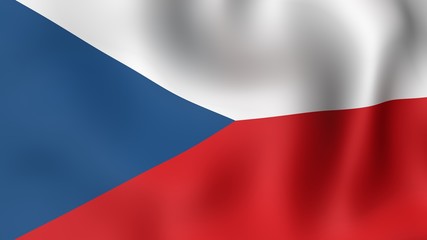 Flag of Czech Republic, fluttering in the wind. 3D rendering.