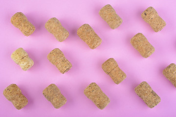champagne corks on pink