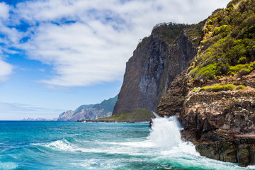 Fototapeta na wymiar Beautiful landscape at the north coast of Ponta de Sao Lourenco,the easternmost part of Madeira Island