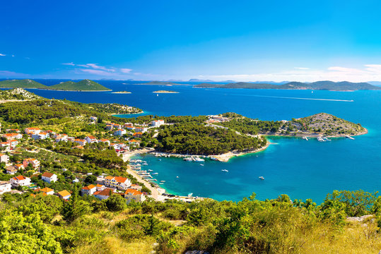 Adriatic archipelago aerial summer view