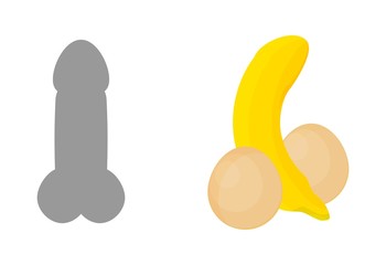 funny illustration with banana and eggs