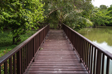 Fototapeta na wymiar red wooden bridge