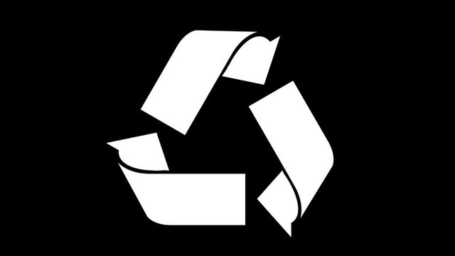 Universal recycle icon. Loopable animation with rotating arrows. Green color with texture. Alpha matte included.