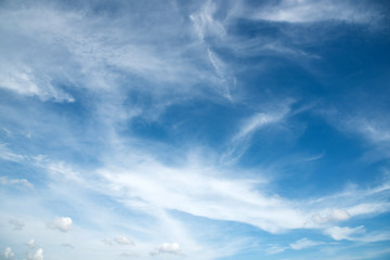 White clouds in blue sky for background