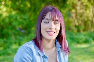 portrait of a young woman with green eyes