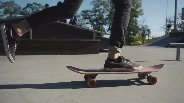Skateboarder jump on his skateboard