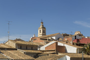 church tower and rooftops of Bolbaite, Valencia, Spain