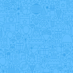 Birthday Blue Line Seamless Pattern