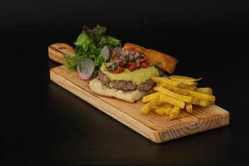 burger with guacamole sauce