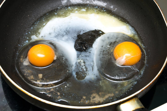 eggs fried in a pan