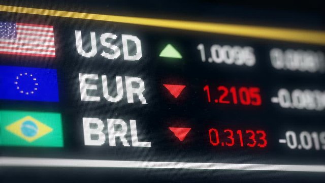 Brazilian Real, US dollar, Euro comparison, currencies falling, financial crisis. World currencies plummet down, financial crisis, stock market crash

 - Powered by Adobe
