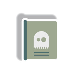 Vector illustration paper sticker Halloween icon Mystery ghost book