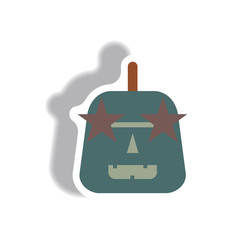 Obraz premium Vector illustration paper sticker Halloween icon pumpkin and Star Glasses