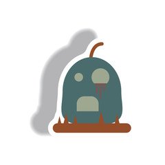 Vector illustration paper sticker Halloween icon bloody pumpkin
