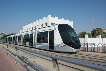 Fototapeta na wymiar Cityscape, Dubai tram