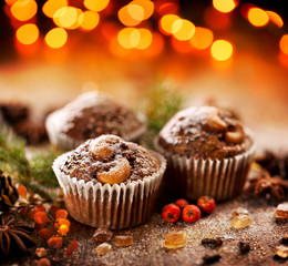 Christmas chocolate walnut muffins