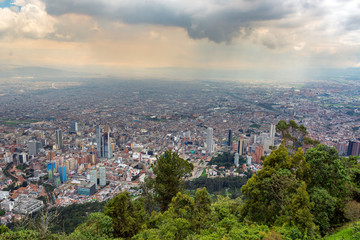Fototapeta na wymiar Cityscape of downtown Bogota, Colombia as seen from Monserrate