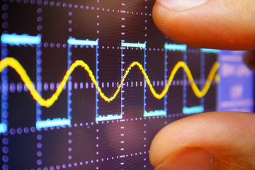 wave on oscilloscope - obrazy, fototapety, plakaty