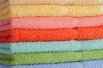 Fototapeta na wymiar Stack of colorful towels