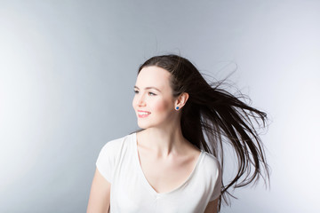 Woman hair in the wind.