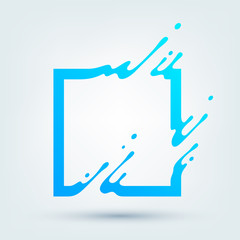 Vector illustration of abstract blue square. Abstract splash, liquid shape. Background for poster, cover, banner, placard. Logo design