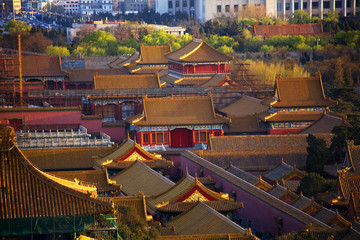 Red Pavilion in Forbidden City Beijing China