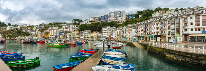 Panoramic of Luarca Old Port, Asturias, Spain. Luarca it is a fishing and pleasure port of the...