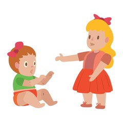 Doll girl toy vector character