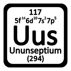 Periodic table element ununseptium icon.