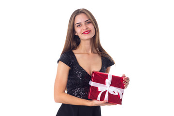 Fototapeta premium Young woman holding a present
