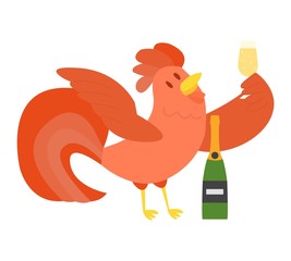 Cute cartoon rooster vector illustration