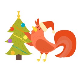 Cute cartoon rooster vector illustration