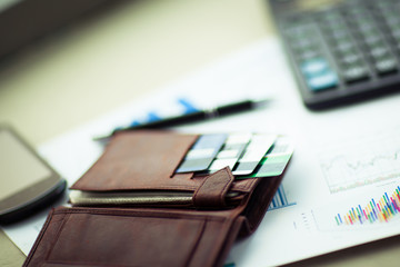 leather wallet with credit and discount cards